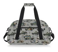 Mexpekil Bolsa de viaje de gimnasio para niñas y niños, bolsa de mano impermeable para deportes, baile, escuela, Tema de vehículos militares