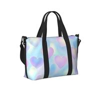 Mexpekil Bolsa de viaje impermeable para deportes, gimnasio, bolsa grande de fin de semana, para mujeres y hombres, plegable, para equipaje de mano para vuelo, Corazones azules y rosados, Talla única