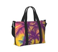 Mexpekil Bolsa de viaje impermeable para deportes, gimnasio, bolsa grande de fin de semana, para mujeres y hombres, plegable, para equipaje de mano para vuelo, Palm Trees Retro Neon, Talla única