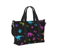 Mexpekil Bolsa de viaje impermeable para deportes, gimnasio, bolsa grande de fin de semana, para mujeres y hombres, plegable, para equipaje de mano para vuelo, Pata de dinosaurio brillante neón, Talla