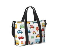 Mexpekil Bolsa de viaje impermeable para deportes, gimnasio, bolsa grande de fin de semana, para mujeres y hombres, plegable, para equipaje de mano para vuelo, Colorful Cars Trucks Street, Talla única