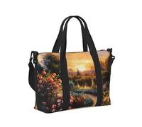 Mexpekil Bolsa de viaje impermeable para deportes, gimnasio, bolsa grande para fin de semana, bolsa de transporte para equipaje de mano para vuelo, Paisaje de jardín de flores, Talla única