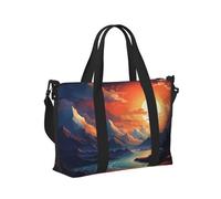 Mexpekil Bolsa de viaje impermeable para deportes, gimnasio, bolsa grande para fin de semana, bolsa de transporte para equipaje de mano para vuelo, Mountain River Sun, Talla única