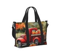 Mexpekil Bolsa de viaje impermeable para deportes, gimnasio, bolsa grande para fin de semana, para mujeres y hombres, bolsas plegables de mano, Red Truck Harvest Pumpkins Landscape, Talla única