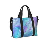 Mexpekil Bolsa de viaje impermeable para deportes, gimnasio, bolsa grande para fin de semana, para mujeres y hombres, Líquido azul y morado, Talla única