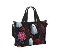 Mexpekil Bolsa de viaje impermeable para deportes, gimnasio, bolsa grande para fin de semana, para mujeres y hombres, bolsas plegables de mano, Bonito patrón de flores fantasmas, Talla única