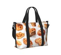 Mexpekil Bolsa de viaje impermeable para deportes, gimnasio, bolsa grande para fin de semana, para mujeres y hombres, bolsas plegables de mano, Patrón de comida de pan, Talla única