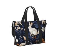 Mexpekil Bolsa de viaje impermeable para deportes, gimnasio, bolsa grande para fin de semana, para mujeres y hombres, Planta azul estilo conejo boho, Talla única