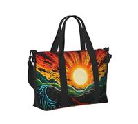 Mexpekil Bolsa de viaje impermeable para deportes, gimnasio, bolsa grande para fin de semana, para mujeres y hombres, Tribal Mountain Sun, Talla única