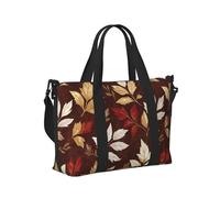 Mexpekil Bolsa de viaje impermeable para deportes, gimnasio, bolsa grande para fin de semana, para mujeres y hombres, Rama de hoja roja dorada, Talla única