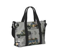 Mexpekil Bolsa de viaje impermeable para deportes, gimnasio, bolsa grande para fin de semana, para mujeres y hombres, bolsas plegables de mano, Tema de vehículos militares, Talla única