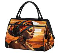 Mexpekil Bolsa de viaje impermeable para gimnasio, fin de semana, bolsa de noche, bolsa grande para equipaje de mano, para mujeres, hombres y niños, African Girl Sun
