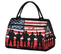 Mexpekil Bolsa de viaje impermeable para gimnasio, fin de semana, bolsa de noche, bolsa grande para equipaje de mano, para mujeres, hombres y niños, Soldados de la bandera de Estados Unidos de pie