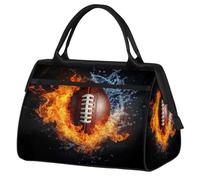 Mexpekil Bolsa de viaje impermeable para gimnasio, fin de semana, bolsa de noche, bolsa grande para equipaje de mano, para mujeres, hombres y niños, Fuego de agua de fútbol americano