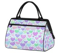 Mexpekil Bolsa de viaje impermeable para gimnasio, fin de semana, bolsa de noche, bolsa grande para equipaje de mano, para mujeres, hombres y niños, Corazón de amor arcoíris