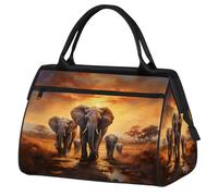 Mexpekil Bolsa de viaje impermeable para gimnasio, fin de semana, bolsa de noche, bolsa grande para equipaje de mano, para mujeres, hombres y niños, Migración de elefantes