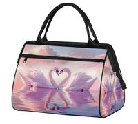 Mexpekil Bolsa de viaje impermeable para gimnasio, fin de semana, bolsa de noche, bolsa grande para equipaje de mano, para mujeres, hombres y niños, Pink Swans Love