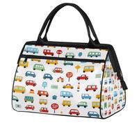 Mexpekil Bolsa de viaje impermeable para gimnasio, fin de semana, bolsa de noche, bolsa grande para equipaje de mano, para mujeres, hombres y niños, Colorful Cars Trucks Street