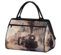 Mexpekil Bolsa de viaje impermeable para gimnasio, fin de semana, bolsa de noche, bolsa grande para equipaje de mano, para mujeres, hombres y niños, Train City