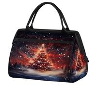 Mexpekil Bolsa de viaje impermeable para gimnasio, fin de semana, bolsa de noche, bolsa grande para equipaje de mano, para mujeres, hombres y niños, Árbol de Navidad rojo mágico