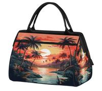 Mexpekil Bolsa de viaje impermeable para gimnasio, fin de semana, bolsa de noche, bolsa grande para equipaje de mano, para mujeres, hombres y niños, Palmeras Sunset River