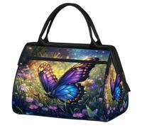 Mexpekil Bolsa de viaje impermeable para gimnasio, fin de semana, bolsa de noche, bolsa grande para equipaje de mano, para mujeres, hombres y niños, Hermosa flor de mariposa