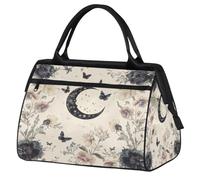 Mexpekil Bolsa de viaje impermeable para gimnasio, fin de semana, bolsa de noche, bolsa grande para equipaje de mano, para mujeres, hombres y niños, Boho Moon Floral