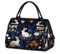 Mexpekil Bolsa de viaje impermeable para gimnasio, fin de semana, bolsa de noche, bolsa grande para equipaje de mano, para mujeres, hombres y niños, Planta azul estilo conejo boho