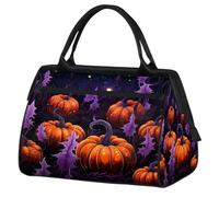 Mexpekil Bolsa de viaje impermeable para gimnasio, fin de semana, bolsa de noche, bolsa grande para equipaje de mano, para mujeres, hombres y niños, Calabaza de hoja morada