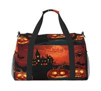 Mexpekil Bolsa de viaje para Halloween, araña, calabaza, castillo, bolsa de mano para mujeres y hombres, deportiva, gimnasio, bolsa ligera para fin de semana con correa para el hombro, multicolor