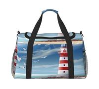 Mexpekil Bolsa de viaje para hombre y mujer, diseño de faro del océano, ideal para deportes de fin de semana, durante la noche, gimnasio, bolsa de transporte, multicolor, 19.7x10.2x13 in, Bolsa de