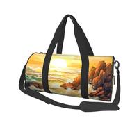 Mexpekil Bolsa de viaje plegable para gimnasio, bolsa de viaje impermeable para mujer y hombre, bolsa de equipaje de mano grande para fin de semana, Olas del atardecer, Talla única