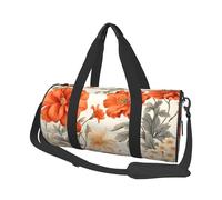Mexpekil Bolsa de viaje plegable para gimnasio, bolsa de viaje impermeable para mujer y hombre, bolsa de equipaje de mano grande para fin de semana, Hojas de flores de color naranja brillante, Talla