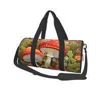 Mexpekil Bolsa de viaje plegable para gimnasio, bolsa de viaje impermeable para mujer y hombre, bolsa de equipaje de mano grande para fin de semana, Plantas de hongos rojos, Talla única