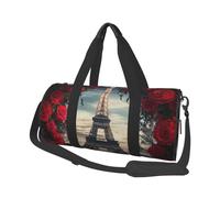 Mexpekil Bolsa de viaje plegable para gimnasio, bolsa de viaje impermeable para mujer y hombre, bolsa de equipaje de mano grande para fin de semana, Torre Eiffel, rosas rojas, Talla única