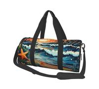 Mexpekil Bolsa de viaje plegable para gimnasio, bolsa de viaje impermeable para mujer y hombre, bolsa de equipaje de mano grande para fin de semana, Ocean Wave Starfish Beach, Talla única