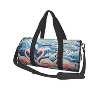 Mexpekil Bolsa de viaje plegable para gimnasio, bolsa de viaje impermeable para mujer y hombre, bolsa de equipaje de mano grande para fin de semana, Flamingo Wave, Talla única