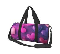 Mexpekil Bolsa de viaje plegable para gimnasio, bolsa de viaje impermeable para mujer y hombre, bolsa de equipaje de mano grande para fin de semana, Corazones rosados morados, Talla única