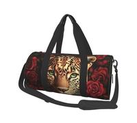 Mexpekil Bolsa de viaje plegable para gimnasio, bolsa de viaje impermeable para mujer y hombre, bolsa de equipaje de mano, bolsa grande para fin de semana, para deportes y baile, Rosa leopardo, Talla
