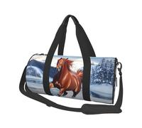 Mexpekil Bolsa de viaje plegable para gimnasio, bolsa de viaje impermeable para mujer y hombre, bolsa de equipaje de mano, bolsa grande para fin de semana, para deportes y baile, Horse Lake Snow