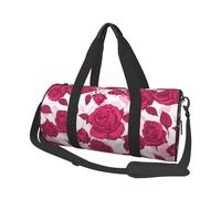 Mexpekil Bolsa de viaje plegable para gimnasio, bolsa de viaje impermeable para mujer y hombre, bolsa de equipaje de mano, bolsa grande para fin de semana, para deportes y baile, Rosas rojas florales,
