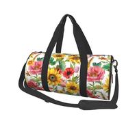 Mexpekil Bolsa de viaje plegable para gimnasio, bolsa de viaje impermeable para mujer y hombre, bolsa de equipaje de mano, bolsa grande para fin de semana, para deportes y baile, Girasol rojo floral,