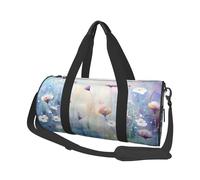 Mexpekil Bolsa de viaje plegable para gimnasio, bolsa de viaje impermeable para mujer y hombre, bolsa de equipaje de mano, bolsa grande para fin de semana, para deportes y baile, Arte floral morado,