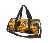 Mexpekil Bolsa de viaje plegable para gimnasio, bolsa de viaje impermeable para mujer y hombre, bolsa de equipaje de mano, bolsa grande para fin de semana, para deportes y baile, Girasoles a cuadros,