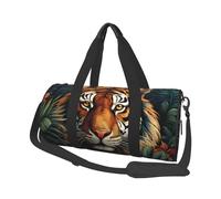 Mexpekil Bolsa de viaje plegable para gimnasio, bolsa de viaje impermeable para mujer y hombre, bolsa de equipaje de mano grande para fin de semana, Tiger Face Tropical Forest, Talla única