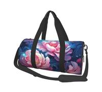 Mexpekil Bolsa de viaje plegable para gimnasio, bolsa de viaje impermeable para mujer y hombre, bolsa de equipaje de mano grande para fin de semana, Hojas de acuarela con flores rosadas, Talla única