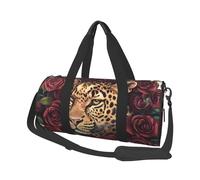 Mexpekil Bolsa de viaje plegable para gimnasio, bolsa de viaje impermeable para mujer y hombre, bolsa de equipaje de mano, bolsa grande para fin de semana, para deportes y baile, Leopardo rosa roja,