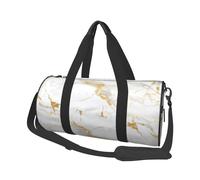 Mexpekil Bolsa de viaje plegable para gimnasio, bolsa de viaje impermeable para mujer y hombre, bolsa de equipaje de mano, bolsa grande para fin de semana, para deportes y baile, Mármol dorado blanco,