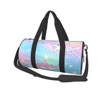 Mexpekil Bolsa de viaje plegable para gimnasio, equipaje de mano, impermeable, para deportes, baile, fin de semana, bolsa de noche, Rainbow Kawaii Sharks Star, Talla única