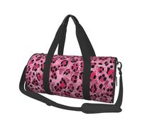 Mexpekil Bolsa de viaje plegable para gimnasio, equipaje de mano, impermeable, para deportes, baile, fin de semana, bolsa de noche, Estampado de leopardo rosa con purpurina, Talla única